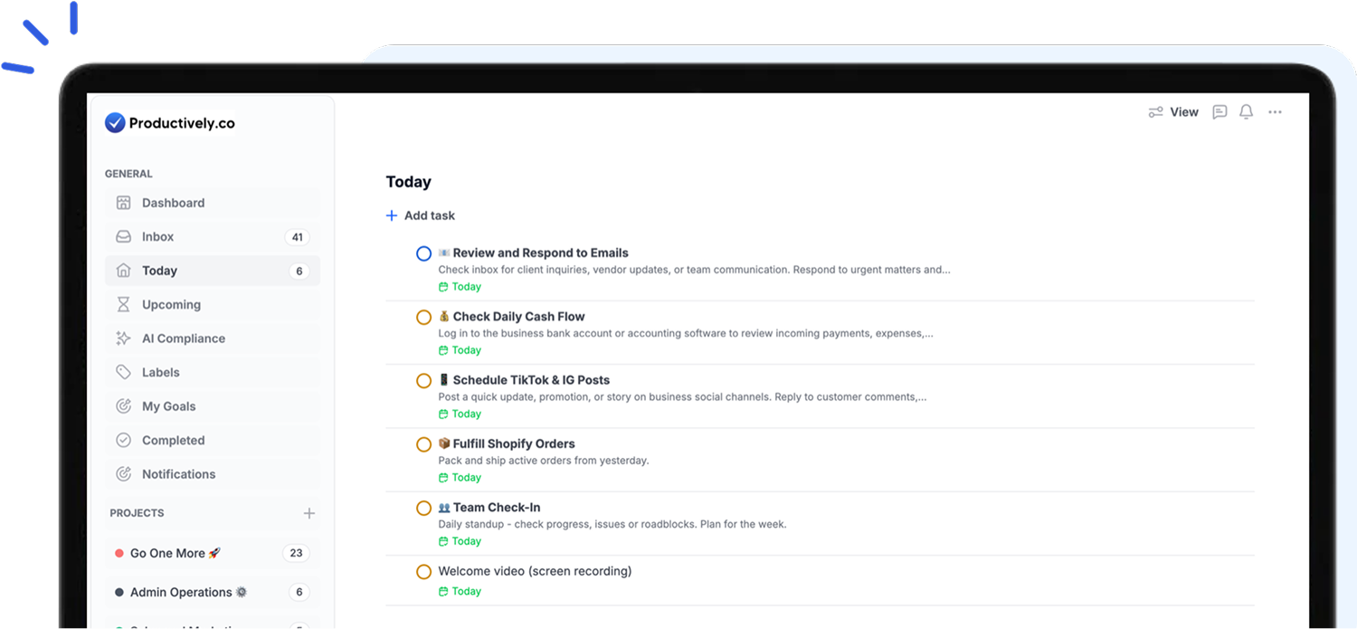 Productivity Dashboard Mockup